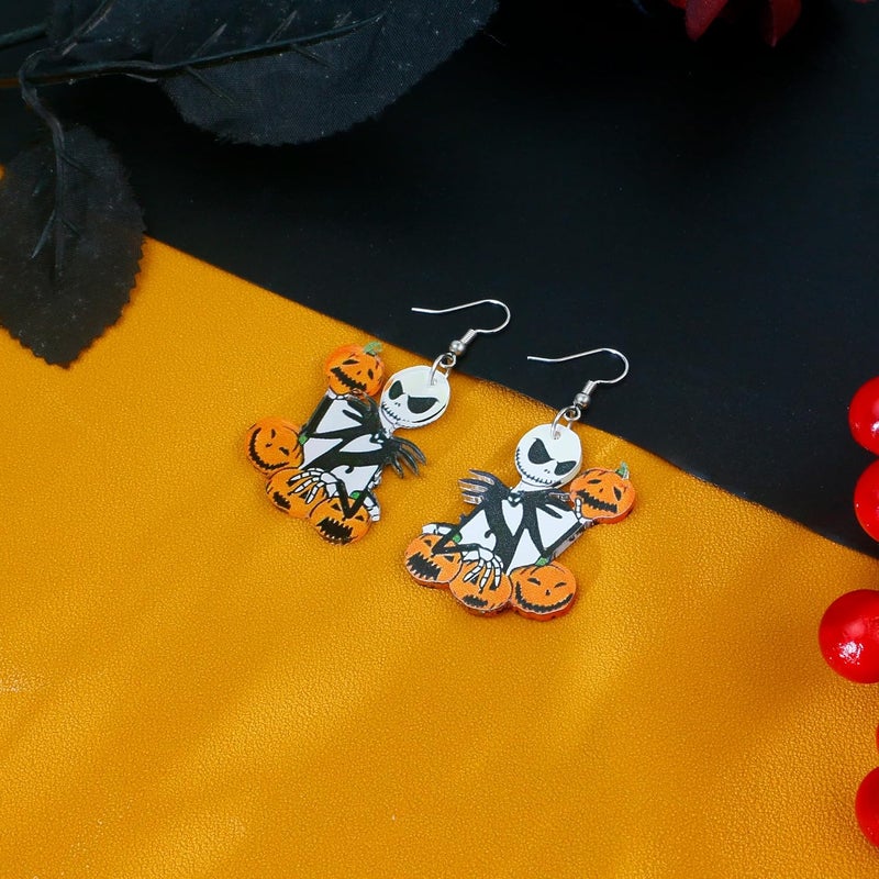 PEALICIOUS Spooky Halloween Earrings for Women Skeleton Earrings Dangle with Pumpkin Vintage Acrylic Witch Earrings for Gothic Devil Jewelry as Halloween Accessories Christmas Gifts - Image 4